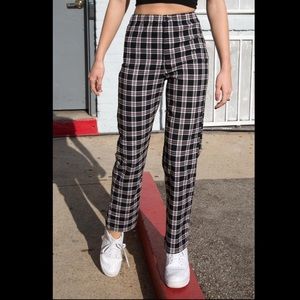 These are brown,white,and black plaid brandy melville pants.